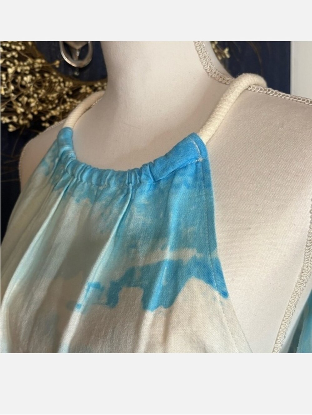 London Times Blue and White Beach Print Mini SunDress - Picture 4 of 8